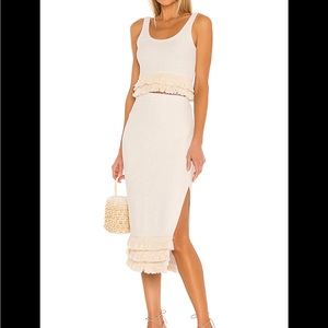 WORN ONCE Saylor Staunton Cream Fringe Two Piece Midi Skirt Set Size M